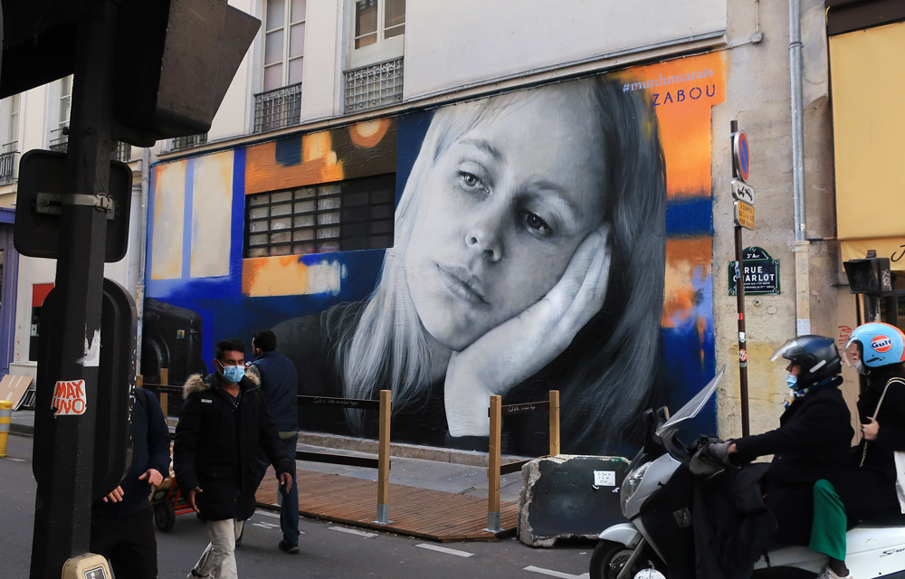 Zabou - Street Art Portrait of Yuvali in Le Marais, Paris, France