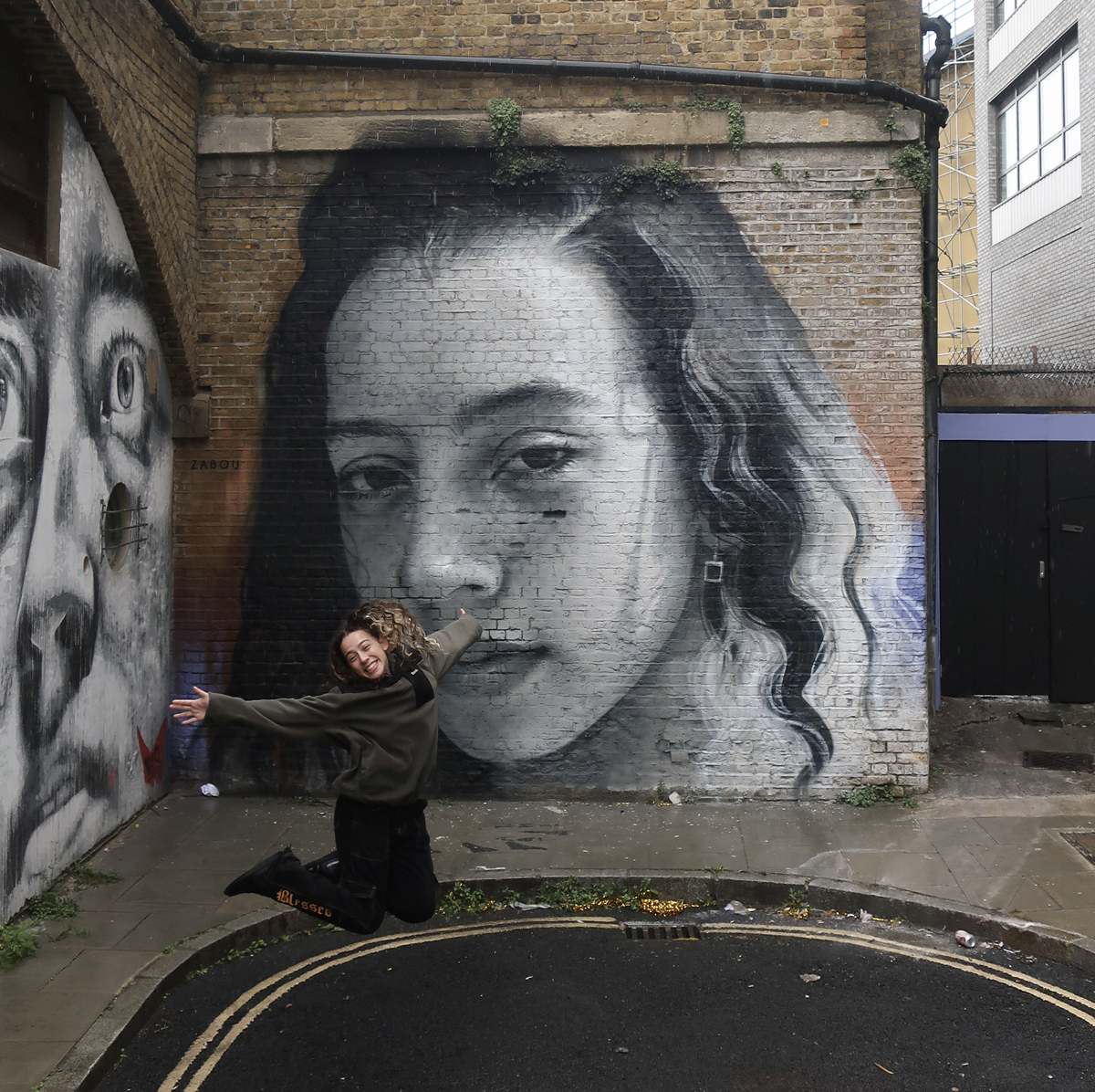 Street art portrait by Zabou in Hoxton
