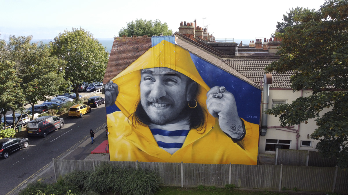 Street art portrait by Zabou in Southend UK