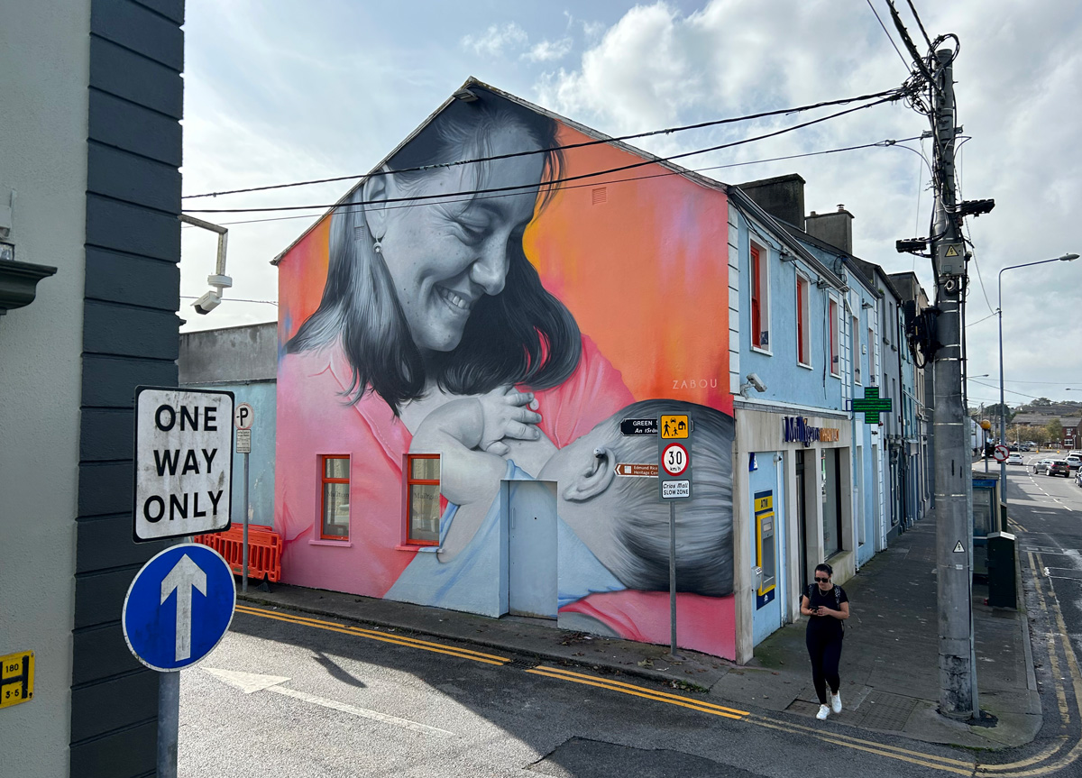 Street art mural about breastfeeding Zabou Waterford Ireland