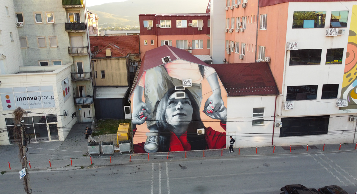 Street art mural Ferizaj Kosovo by Zabou Street art mural Ferizaj Kosovo by Zabou