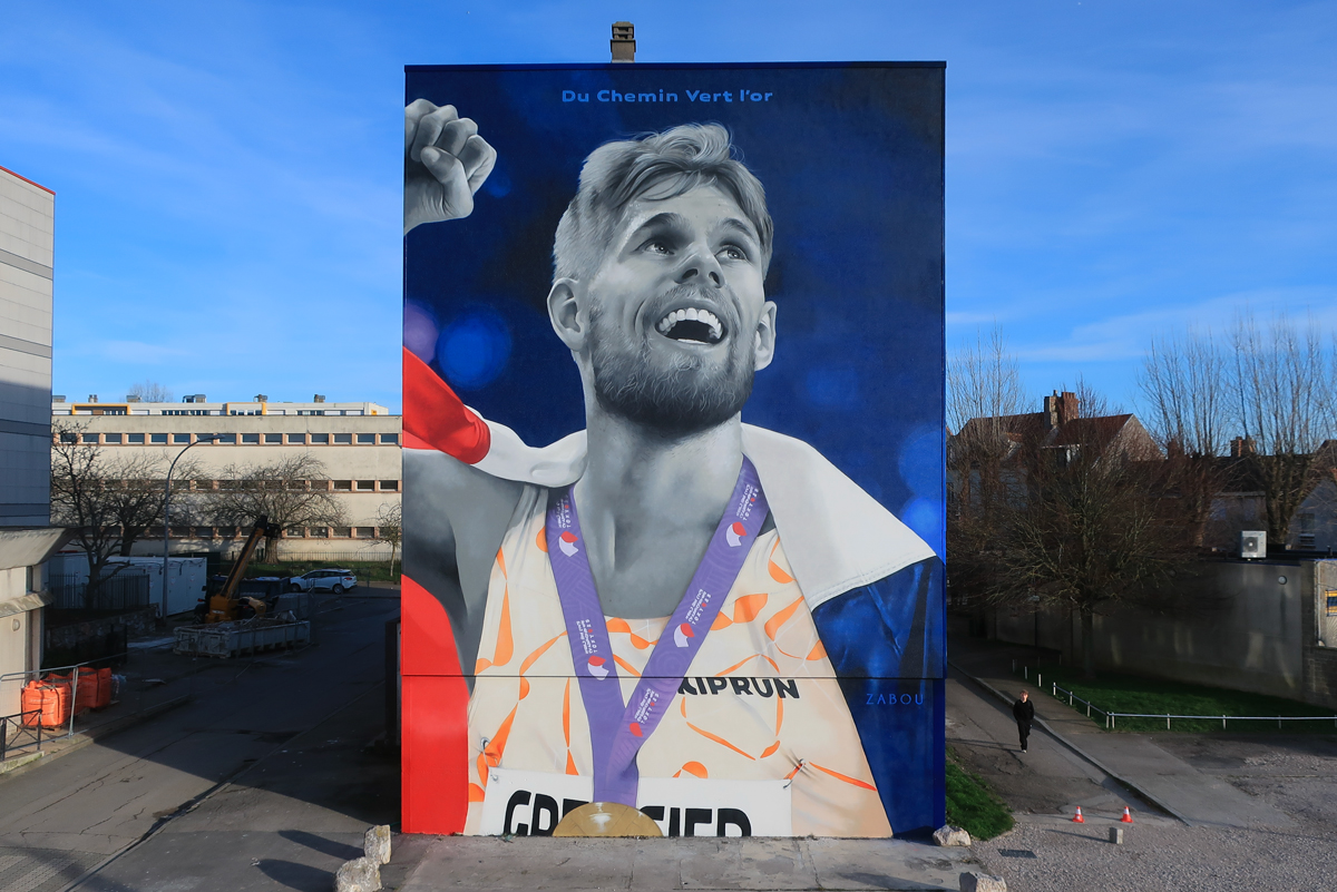 Fresque de Jimmy Gressier par Zabou Boulogne sur mer