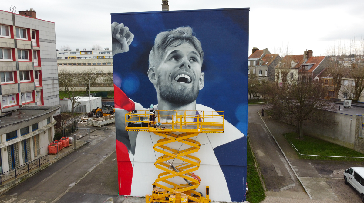 Fresque de Jimmy Gressier par Zabou Boulogne sur mer