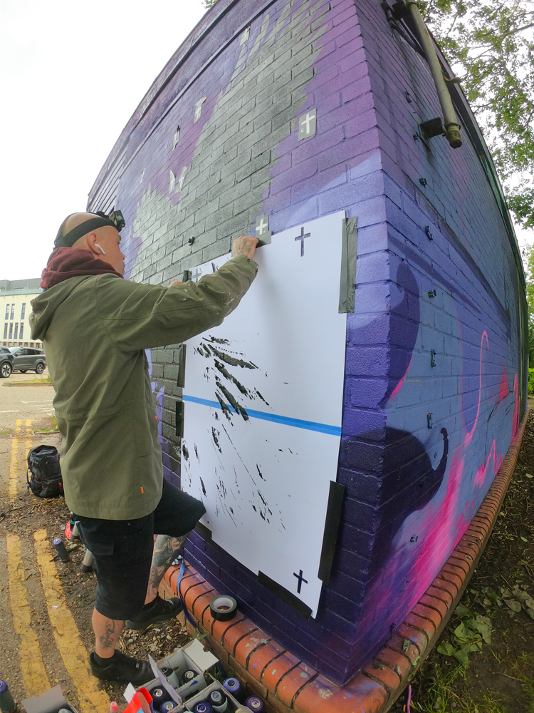 Street art mural by Zabou collaboration project in Chelmsford
