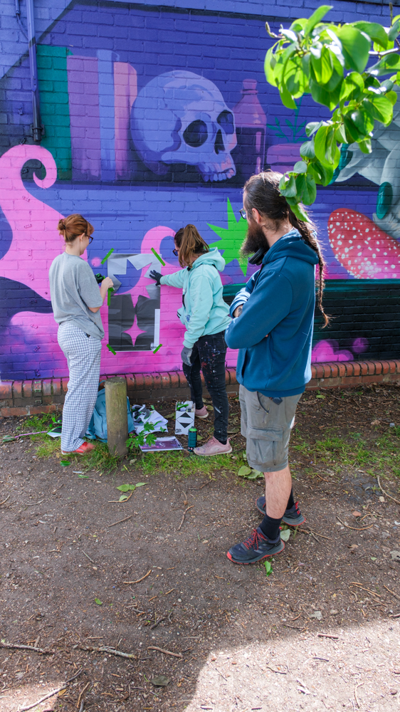 Street art mural by Zabou collaboration project in Chelmsford