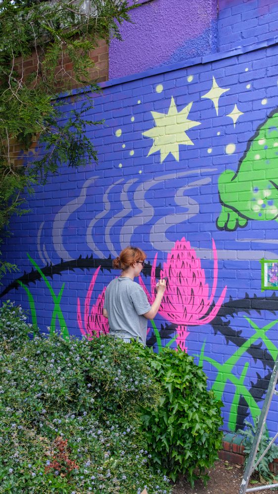 Street art mural by Zabou collaboration project in Chelmsford